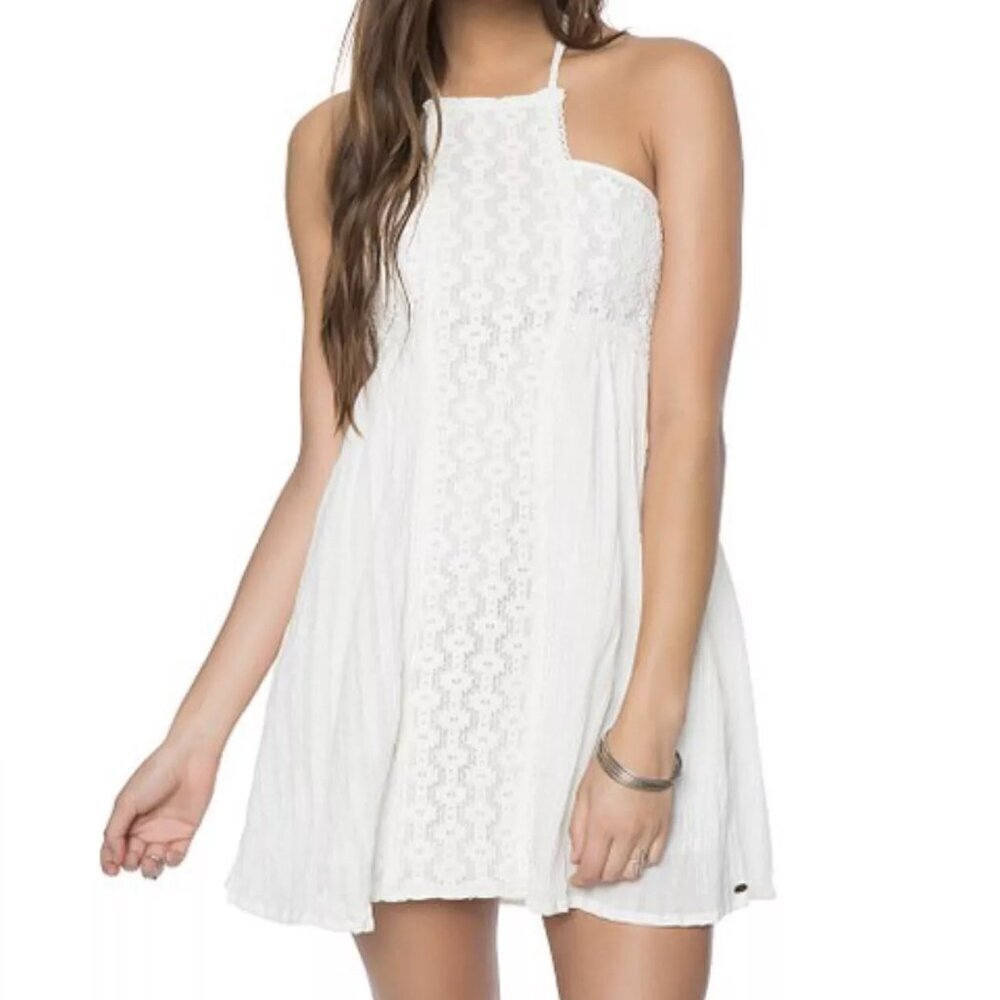 O'Neill Dress Womens Size Medium Ivory Shelby Gauzy Embroidered Babydoll Summer - Picture 3 of 16